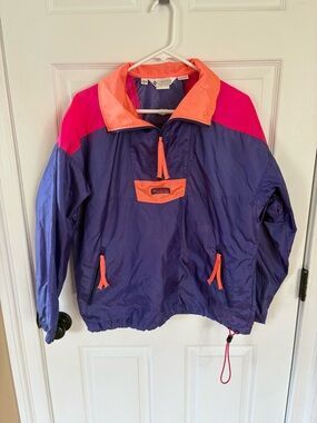 Vintage Columbia Colorblock Windbreaker Jacket - Purple & Pink Medium